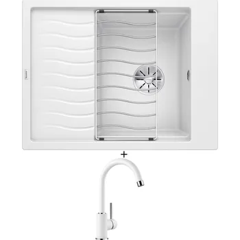 Granitový dřez Granitový dřez SET Blanco ELON 45 S bílá 524828 + odkapová mřížka + Blanco MIDA bílá 519418