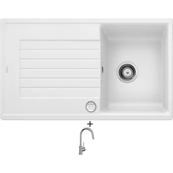 Granitový dřez Granitový dřez SET Blanco ZIA 45 SL bílá + excentrické ovládání + Blanco MIDA-S chrom 521454