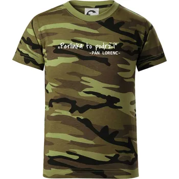 Stavíme svépomoci - Perlinka to podrží - Dětské maskáčové triko - 104-110cm / 3-4 roky ( Zelený maskáč )