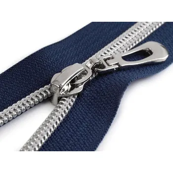 Zip Spirálový zip No 7 délka 80 cm se stříbrnými zoubky, malé, 330 modrá tmavá