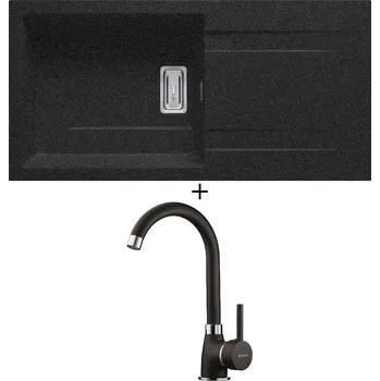 Granitový dřez Granitový dřez SET Pyramis KARTESIO (100x50) 1B 1D PLUS černá + Pyramis BELLO černá