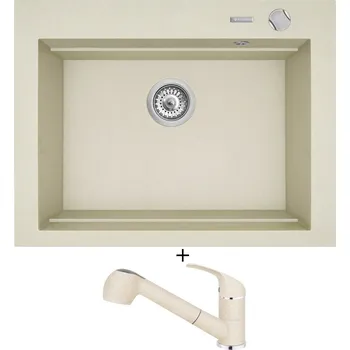 Granitový dřez SET Pyramis SIROS (67x51,5) 1B vanilka + Pyramis FIDO vanilka