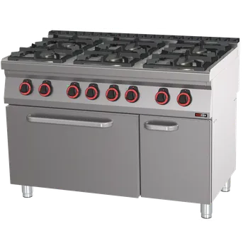 Sporák Sporák kombinovaný se statickou elektrickou troubou GN 2/1 - 6x hořák ECO | REDFOX - SPBT 70/120 21 GE