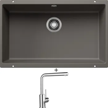 Granitový dřez Dřez pod desku SET Blanco ROTAN 700 U šedá vulkán 527330 + Blanco MILA chrom 519414