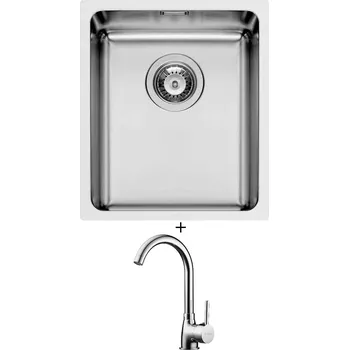 Dřez pod desku SET Pyramis LYDIA (34x40) 1B nerez + Pyramis BELLO chrom