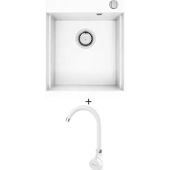 Granitový dřez Granitový dřez SET Pyramis SIROS (47x51,5) 1B bílá + Pyramis BELLO bílá