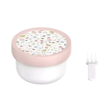 Svačinový box Little Dutch Box na ovoce s vidličkou Květiny a motýli (107430065243LD)