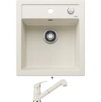 Kuchyňský dřez Granitový dřez SET Blanco DALAGO 45 bílá soft s excentrem 527059 + Blanco DARAS-S bílá soft 526937