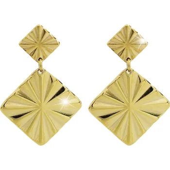 Módní doplněk JSB bijoux s.r.o. Zlaté ocelové náušnice puzety dva čtverce na koso bez krystalů