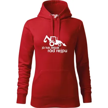 Dámská mikina Traktorbagr - Já tak nějak rád rejpu - Mikina dámská Cape s kapucí - XS ( Červená )