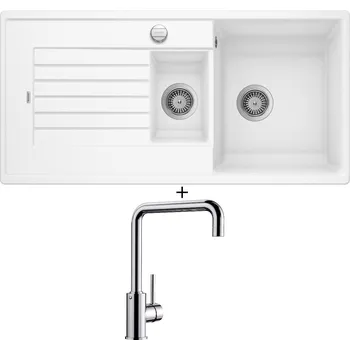 Kuchyňský dřez Granitový dřez SET Blanco ZIA 6 S bílá s excentrem 514734 + Blanco MILI chrom 519413