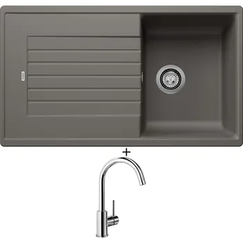 Kuchyňský dřez Granitový dřez SET Blanco ZIA 45 SL šedá vulkán 527384 + Blanco MIDA chrom 517742