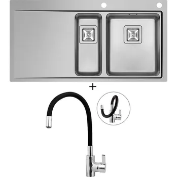 Nerezový dřez Nerezový dřez SET Pyramis OLYNTHOS (100X52) 1 1/2B 1D RH nerez + Pyramis FLESSI černá