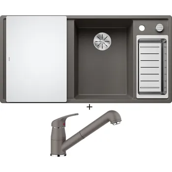 Granitový dřez Granitový dřez SET Blanco AXIA III 6 S šedá vulkán s excentrem + skleněná krájecí deska 527228 + Blanco DARAS-S šedá vulkán 526936
