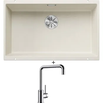 Granitový dřez Dřez pod desku SET Blanco SUBLINE 700 U bílá soft 527173 + Blanco MILI chrom 519413