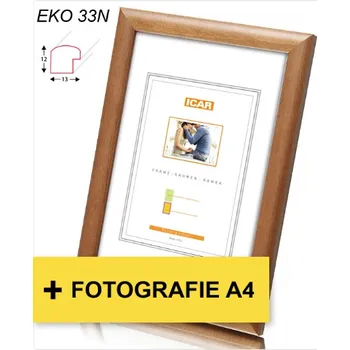 Digitální fotorámeček Rámeček dřevěný Icar EKO 33N 21x30 (A4) středně hnědý + fotografie A4