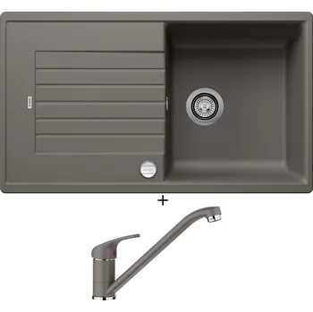 Granitový dřez Granitový dřez SET Blanco ZIA 5 S šedá vulkán s excentrem + Blanco DARAS šedá vulkán 526934