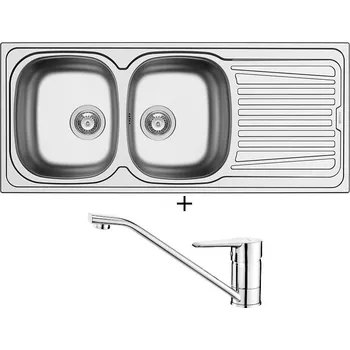 Nerezový dřez Nerezový dřez SET Pyramis SPARTA 116X50 2B 1D nerez + Deante CORIO BFC 060M chrom