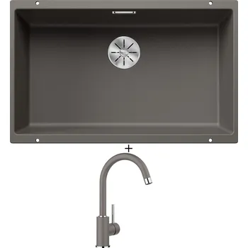 Granitový dřez Dřez pod desku SET Blanco SUBLINE 700 U šedá vulkán 527356 + Blanco MIDA šedá vulkán 526965