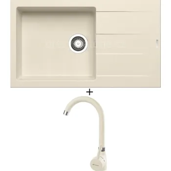 Granitový dřez SET Pyramis ATHLOS (86X50) 1B 1D PLUS vanilka + Pyramis BELLO vanilka