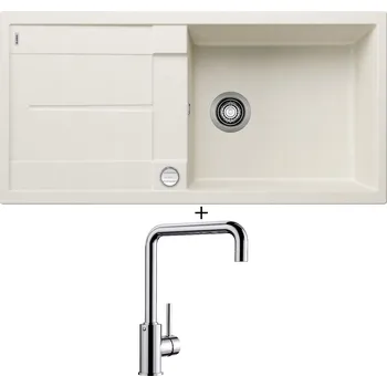 Granitový dřez Granitový dřez SET Blanco METRA XL 6 S bílá soft + excentrické ovládání + Blanco MILI chrom 519413