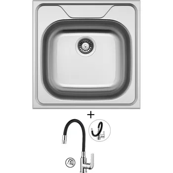 Kuchyňský dřez Nerezový dřez SET Sinks CLASSIC 480 V nerez leštěný + Kuchinox ELZA BKE 762D chrom/černá