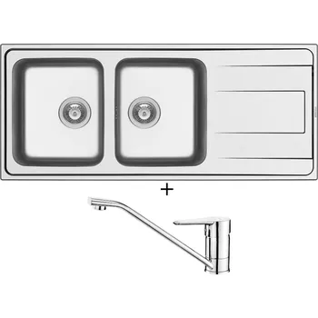 Nerezový dřez SET Pyramis ALEA 116X50 2B 1D nerez + Deante CORIO BFC 060M chrom