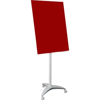 Skleněný červený mobilní flipchart 100 x 70 cm