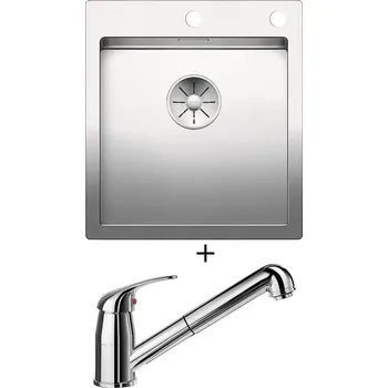 Nerezový dřez Nerezový dřez SET Blanco CLARON 400-IF/A nerez hedvábný lesk excentrem PushControl 521632 + Blanco DARAS-S chrom 517731