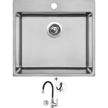 Nerezový dřez Nerezový dřez SET Sinks BLOCKER 550 V 1mm kartáčovaný + Kuchinox ELZA BKE 762D chrom/černá