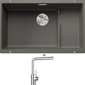 Granitový dřez Dřez pod desku SET Blanco SUBLINE 700 U Level šedá vulkán 527355 + Blanco MILA chrom 519414