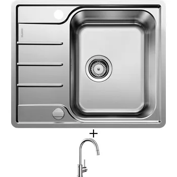Kuchyňský dřez Nerezový dřez SET Blanco LEMIS 45 S-IF Mini nerez kartáčovaný s excentrem 525114 + Blanco MIDA-S chrom 521454