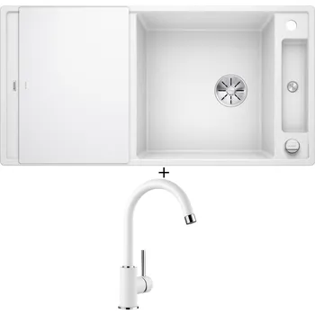 Granitový dřez SET Blanco AXIA III XL 6 S bílá + skleněná krájecí deska 523514 + Blanco MIDA bílá 519418