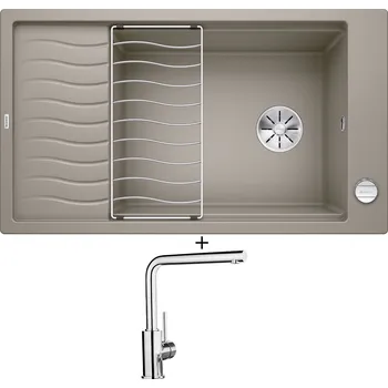 Granitový dřez SET Blanco ELON XL 8 S tartufo + excentrické ovládání + Blanco MILA chrom 519414