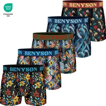 Trenýrky BENYSON 5-PACK Pánské barevné elastické boxerky 7122 Barva/Velikost: Barevný mix viz foto / L/XL