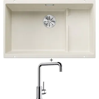 Granitový dřez Dřez pod desku SET Blanco SUBLINE 700 U Level bílá soft + koš z nerezu 527171 + Blanco MILI chrom 519413