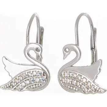 Náušnice Stříbrné náušnice labuť se zirkony STNAU1806F