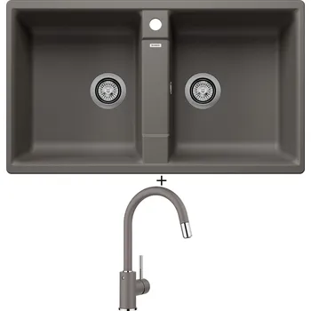 Granitový dřez Granitový dřez SET Blanco ZIA 9 šedá vulkán 527393 + Blanco MIDA-S šedá vulkán 526967