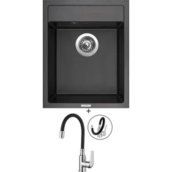 Granitový dřez Granitový dřez SET Sinks CLASSIC 400 metalblack + Kuchinox ELZA BKE 761D chrom/černá