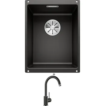 Granitový dřez Dřez pod desku SET Blanco SUBLINE 320-U černá 525983 + Blanco MIDA černá 526145