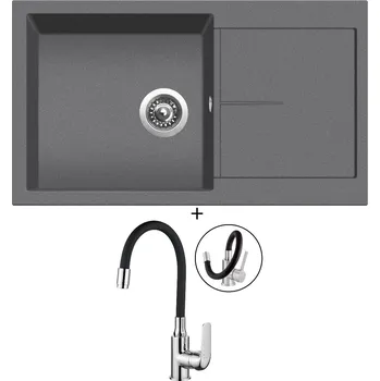 Granitový dřez Granitový dřez SET Sinks INFINITY 860 titanium + Kuchinox ELZA BKE 761D chrom/černá