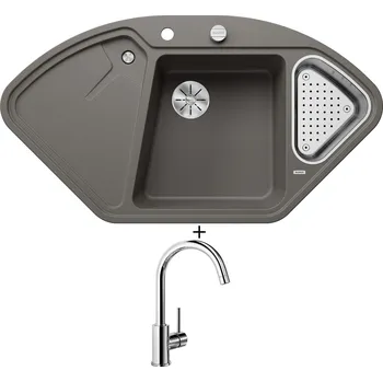Granitový dřez Granitový dřez SET Blanco DELTA II šedá vulkán s excentrem 527238 + Blanco MIDA chrom 517742