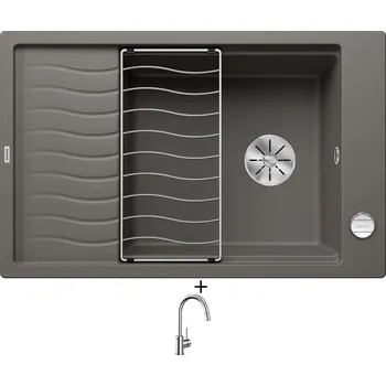 Granitový dřez Granitový dřez SET Blanco ELON XL 6 S šedá vulkán + excentrické ovládání + Blanco MIDA-S chrom 521454