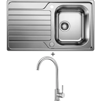 Nerezový dřez Nerezový dřez SET Blanco DINAS 45 S nerez kartáčovaný s excentrem 523378 + Deante LIMA BBM F62M nerez