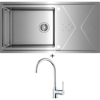 Nerezový dřez Nerezový dřez SET Teka BROOKLYN 60 M-XP 1B 1D PLUS nerez + Teka SP 995 CR chrom