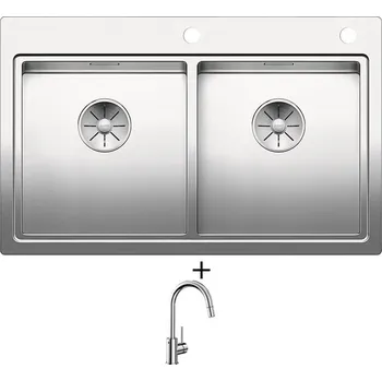 Nerezový dřez Nerezový dřez SET Blanco DIVON II 8 IF nerez hedvábný lesk s excentrem 521663 + Blanco MIDA-S chrom 521454