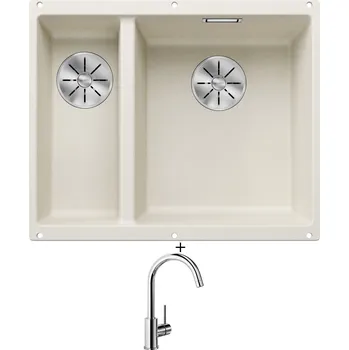 Granitový dřez Dřez pod desku SET Blanco SUBLINE 340/160 U bílá soft 527163 + Blanco MIDA chrom 517742