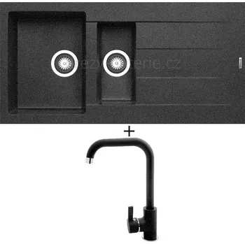 Granitový dřez Granitový dřez SET Pyramis ATHLOS (100x50) 1 1/2B 1D černá + Pyramis SILVIO černá