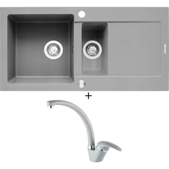 Granitový dřez Granitový dřez SET Pyramis MIDO (100x50) 1 1/2B 1D šedá + Pyramis OSSIA šedá