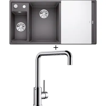 Granitový dřez Granitový dřez SET Blanco AXIA III 6 S šedá skála s excentrem + skleněná krájecí deska 524654 + Blanco MILI chrom 519413